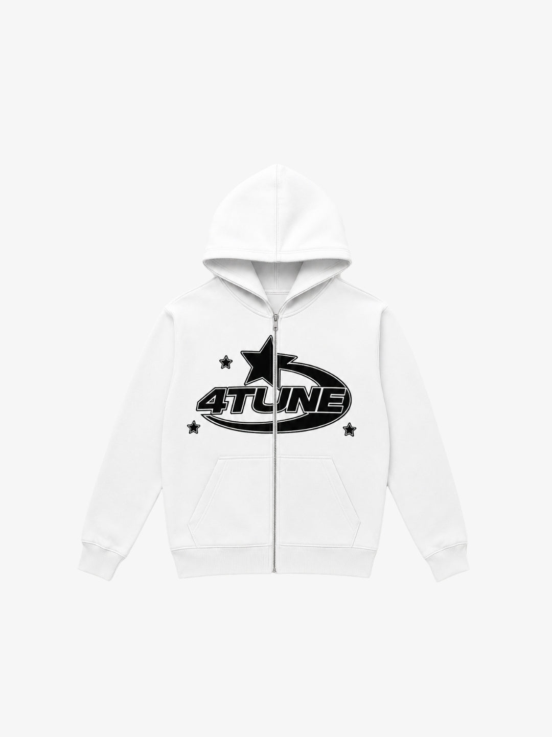 Full Zip 4Tune blanc Y2K vue avant logo noir