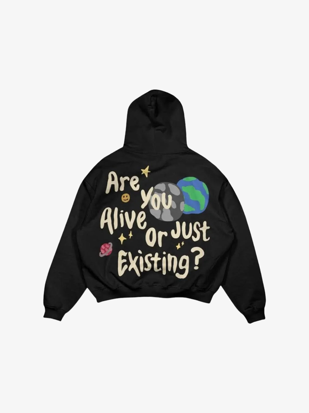 Black Are You Alive Y2K hoodie back view