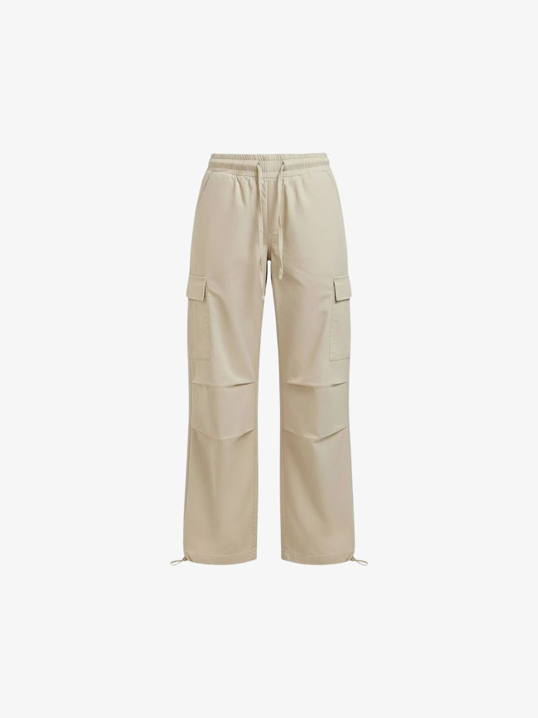 Beige parachute pants product front view