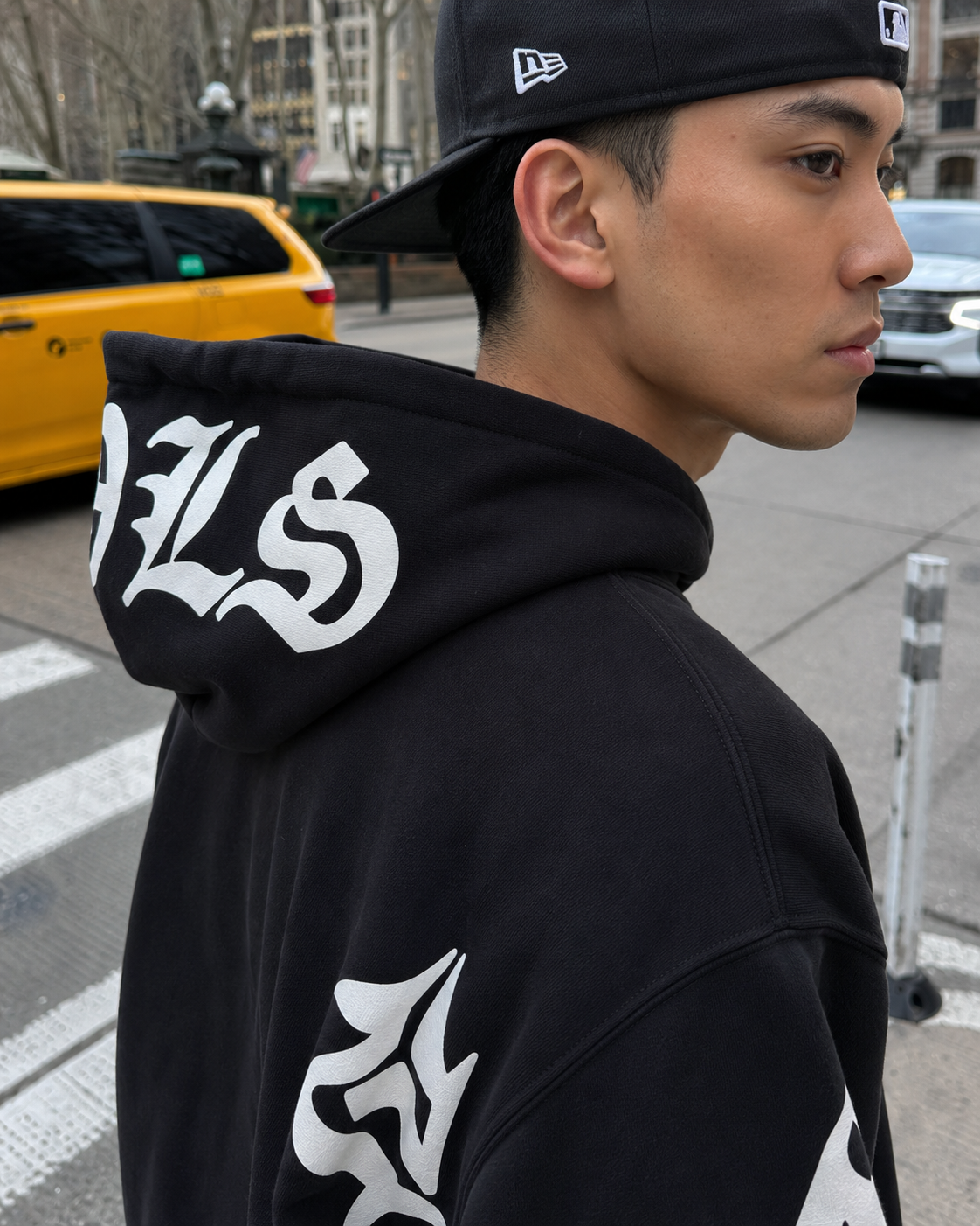 Zip up hoodie hood detail