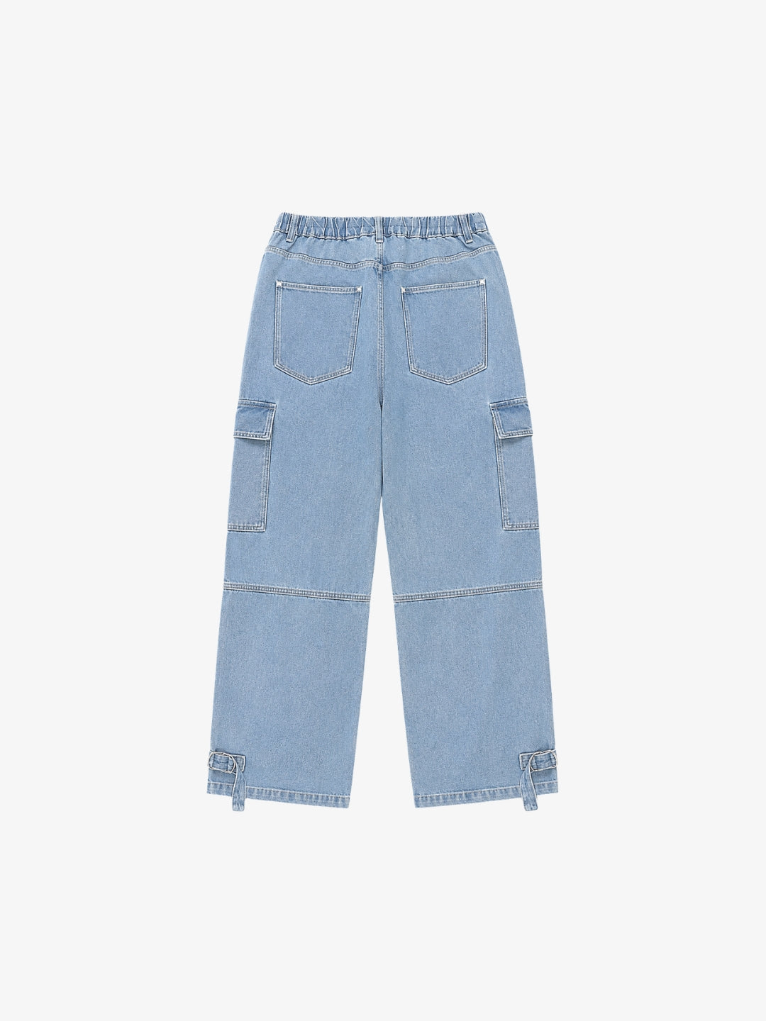 Light blue Y2K strap cargo pants back view