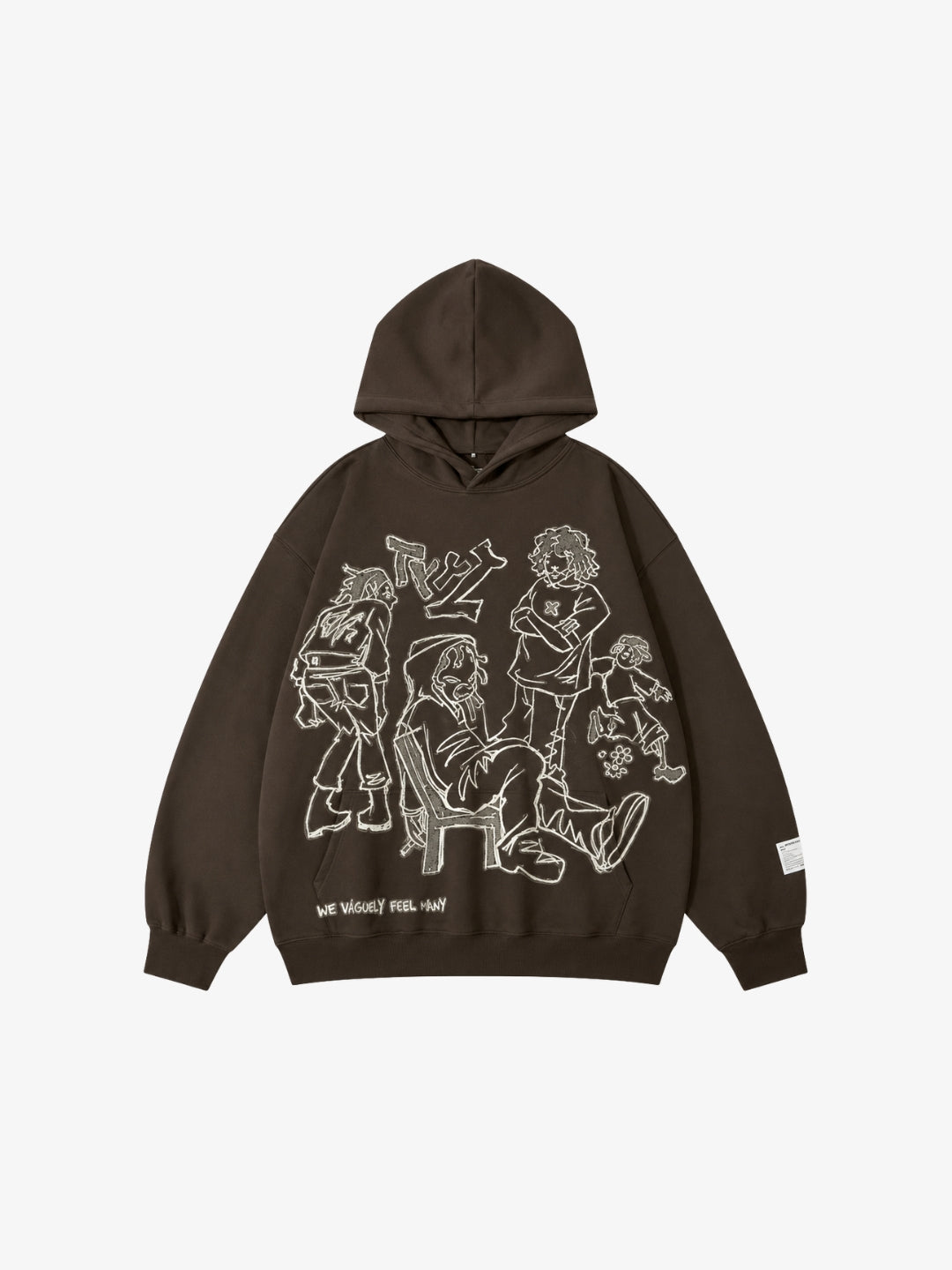 Brown oversized cartoon hoodie front view