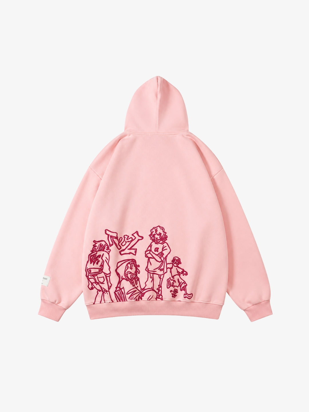 Pink oversized cartoon hoodie back view