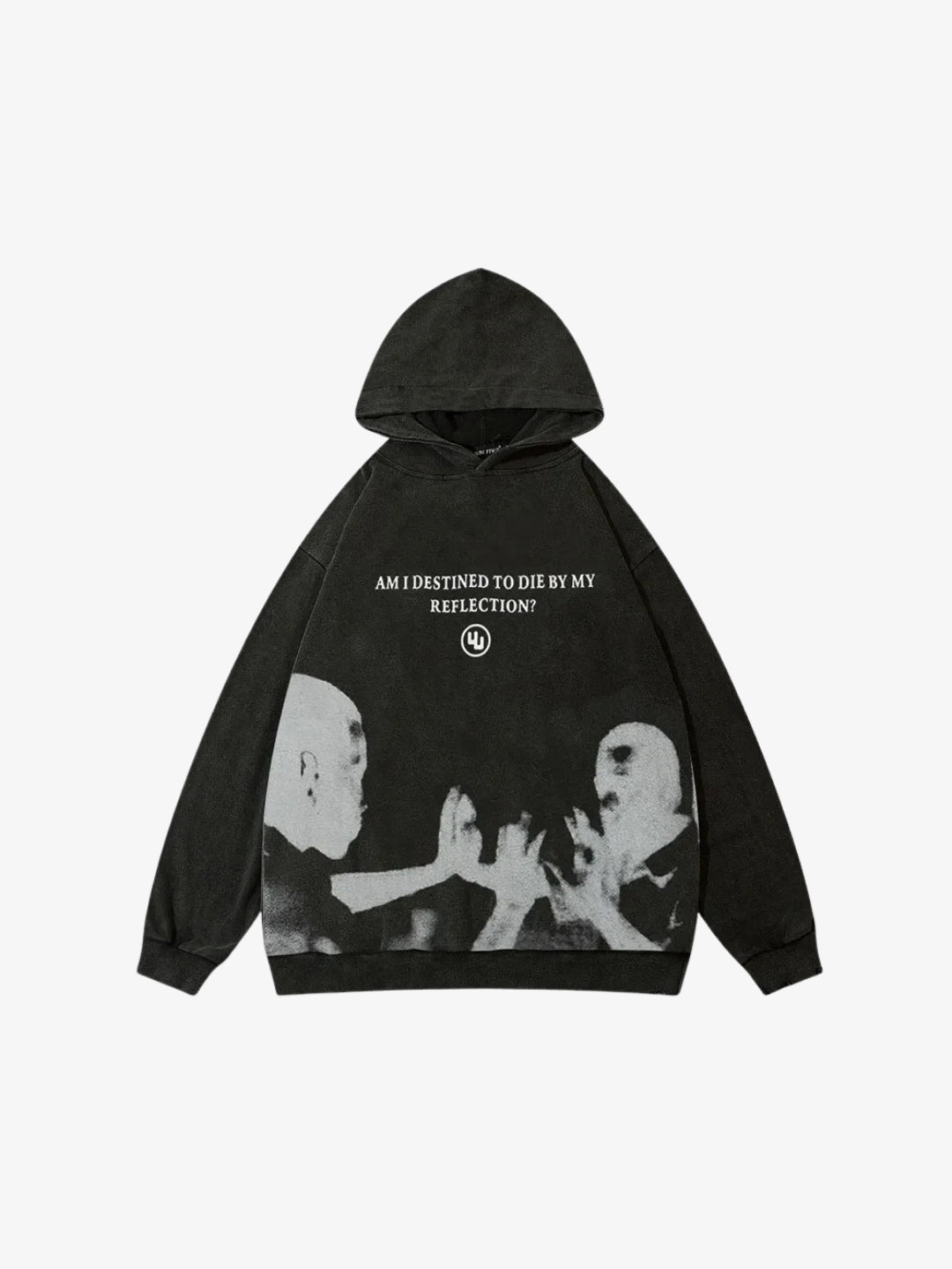 Black Children Of The Sun Y2K hoodie front view reflection print