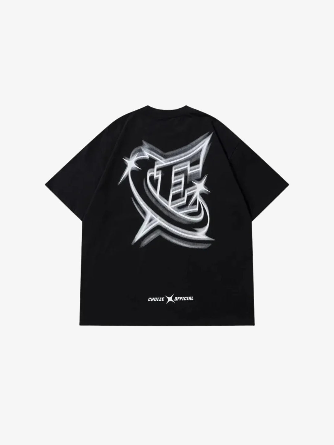 Choize Official schwarzes T-Shirt großer silberner Rückenprint