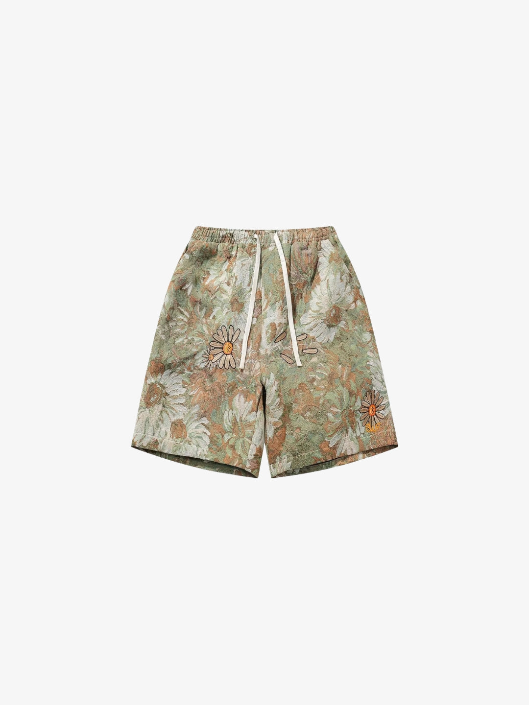 Short Marguerite de face coloris vert sauge, motif jacquard floral