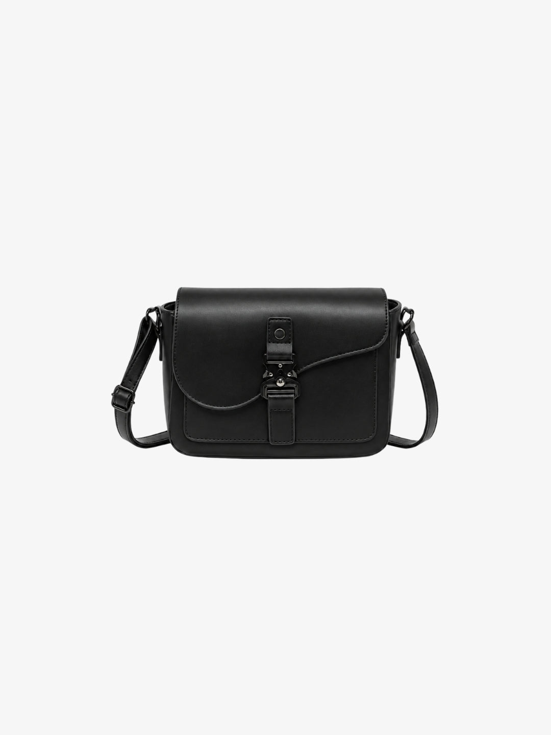 Sacoche cuir noire Y2K vue avant à boucle