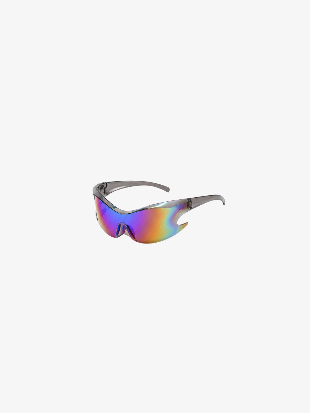 Lunettes futuristiques miroir multicolores Y2K vue produit angle profil