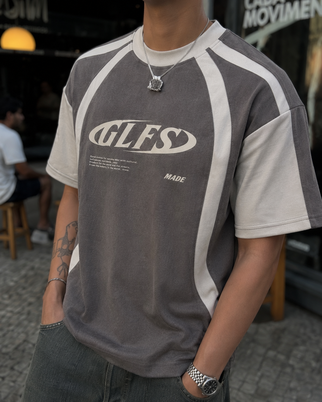 T-shirt GLFS gris détail logo ovale