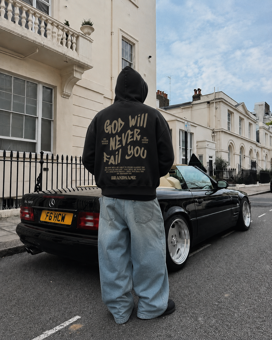 Black God Will Never Fail You hoodie back worn streetwear Y2K