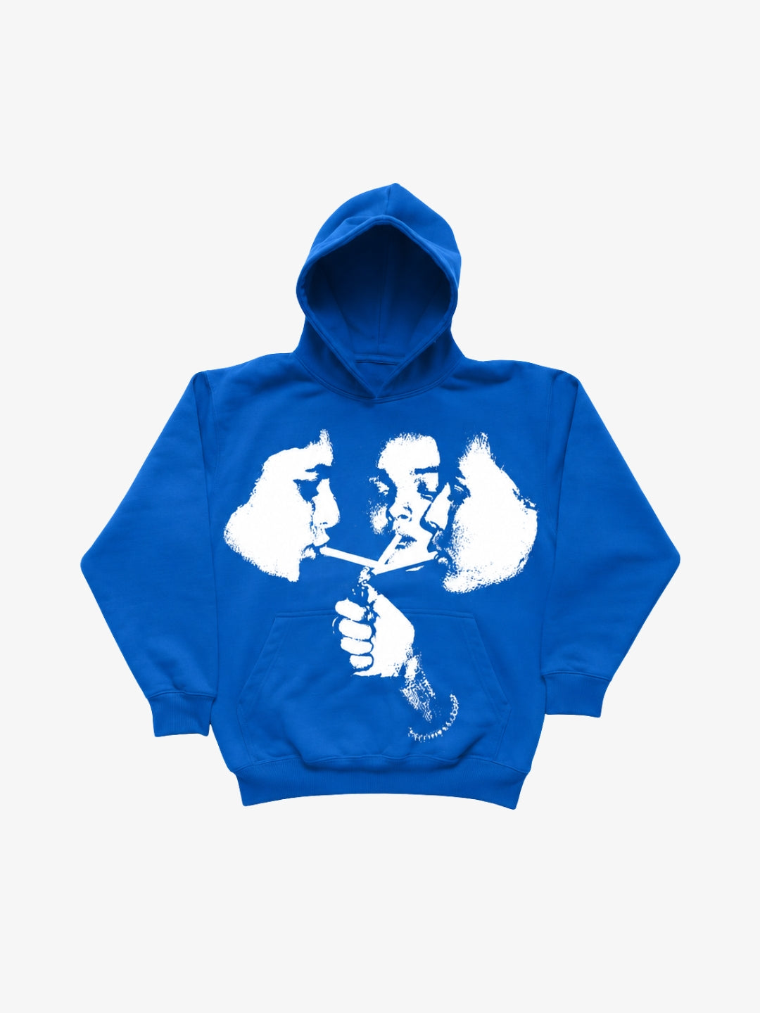 Blue graphic hoodie Y2K front view