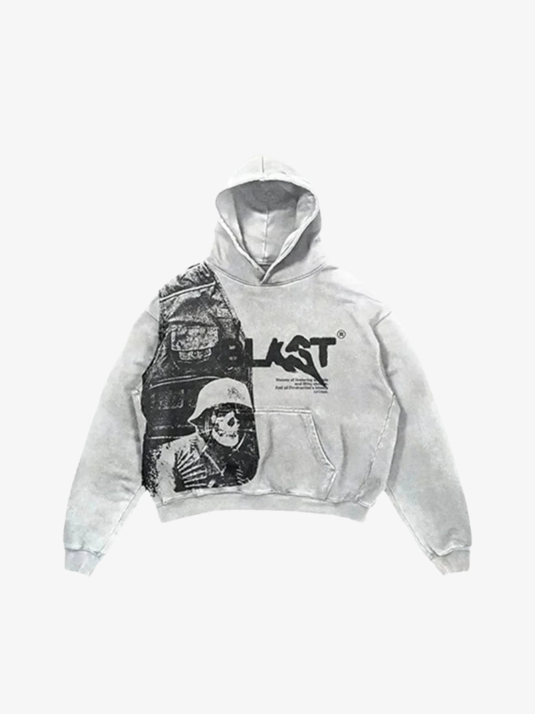 Hoodie Blast gris Y2K oversize vue avant