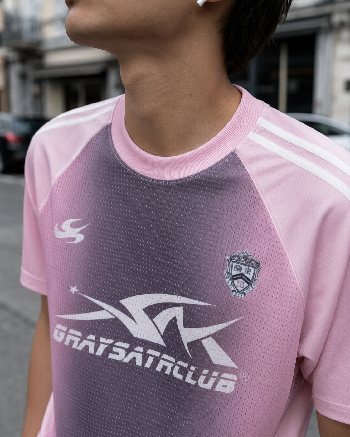 Maglia da calcio Signature rosa dettaglio girocollo e bande sulle spalle
