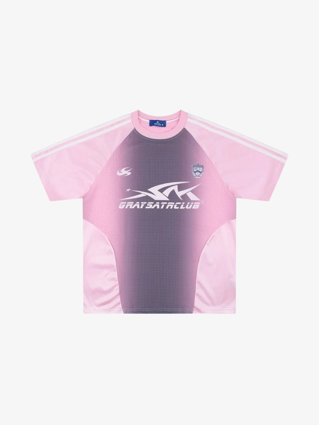 Maglia da calcio Signature rosa Y2K vista frontale effetto mesh