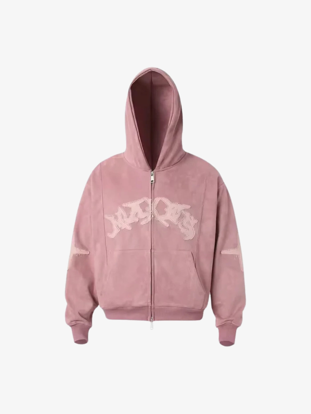 Dusty pink Makes Y2K zip up hoodie product front view