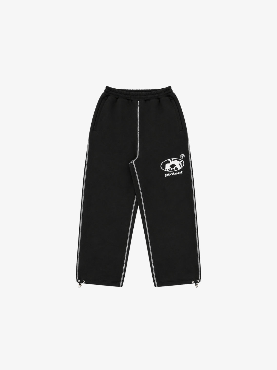 Black Protect baggy Y2K sweatpants front view
