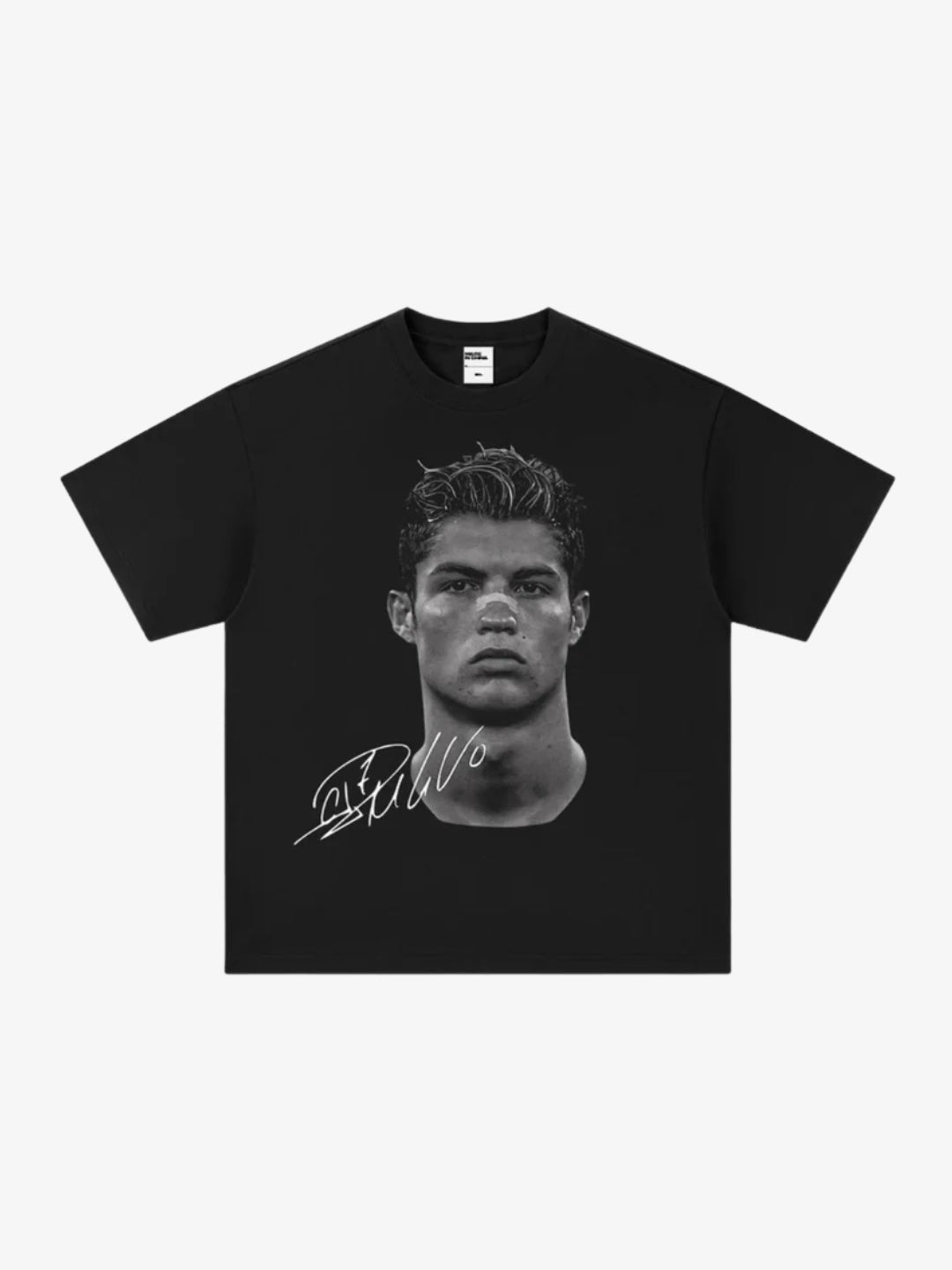 T-shirt Ronaldo noir vue avant à plat