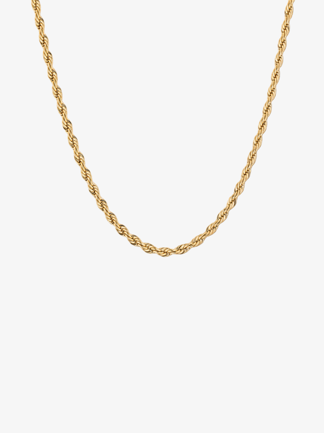 Gold Y2K rope necklace front view on white background