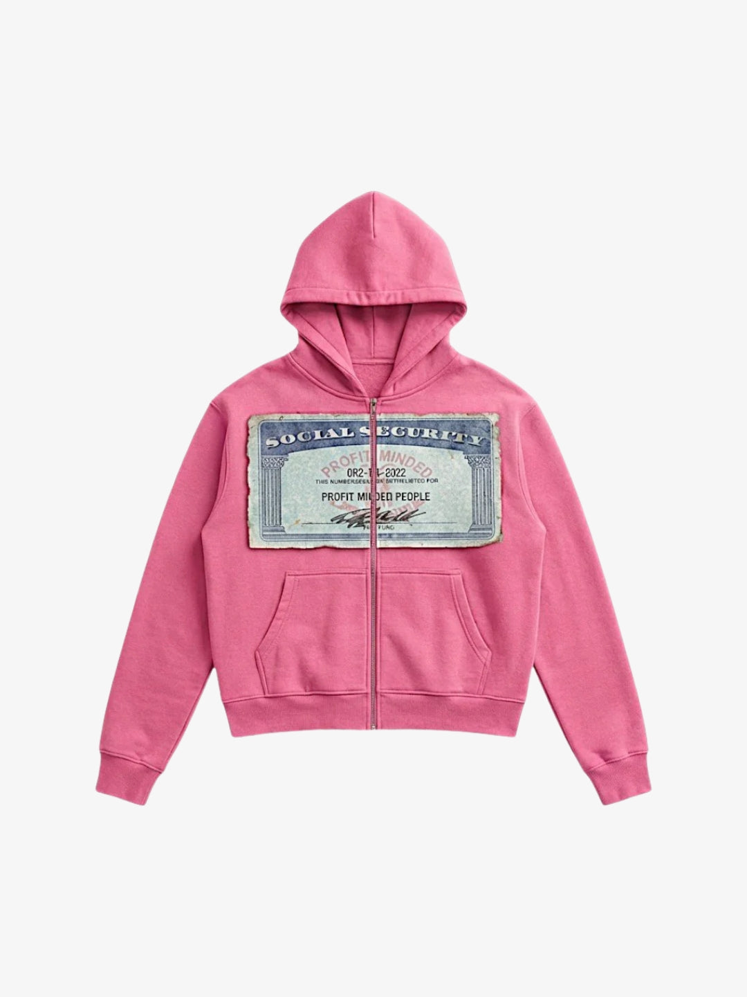 Pink graphic zip up hoodie Y2K front view