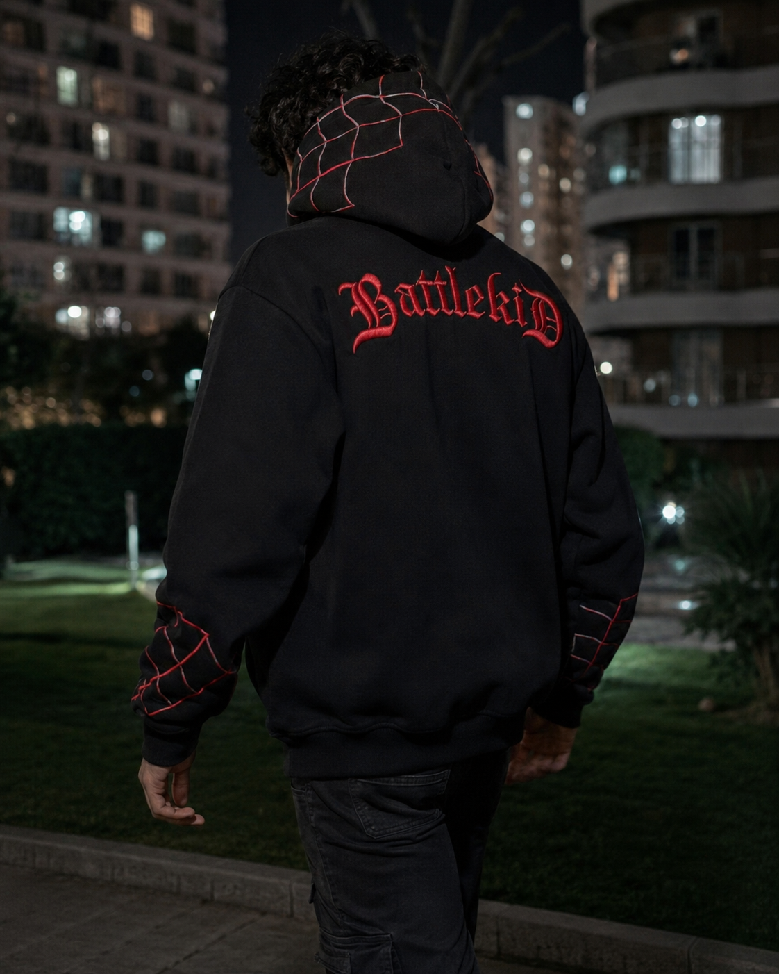 Full Zip Spiderman noir rouge vue arrière logo gothique