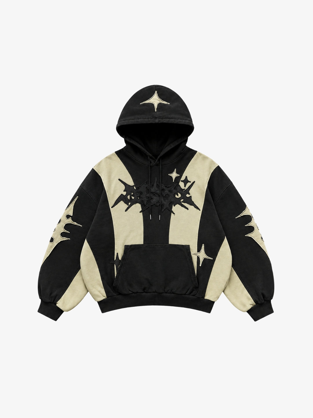 Hoodie étoile noir beige Y2K vue avant