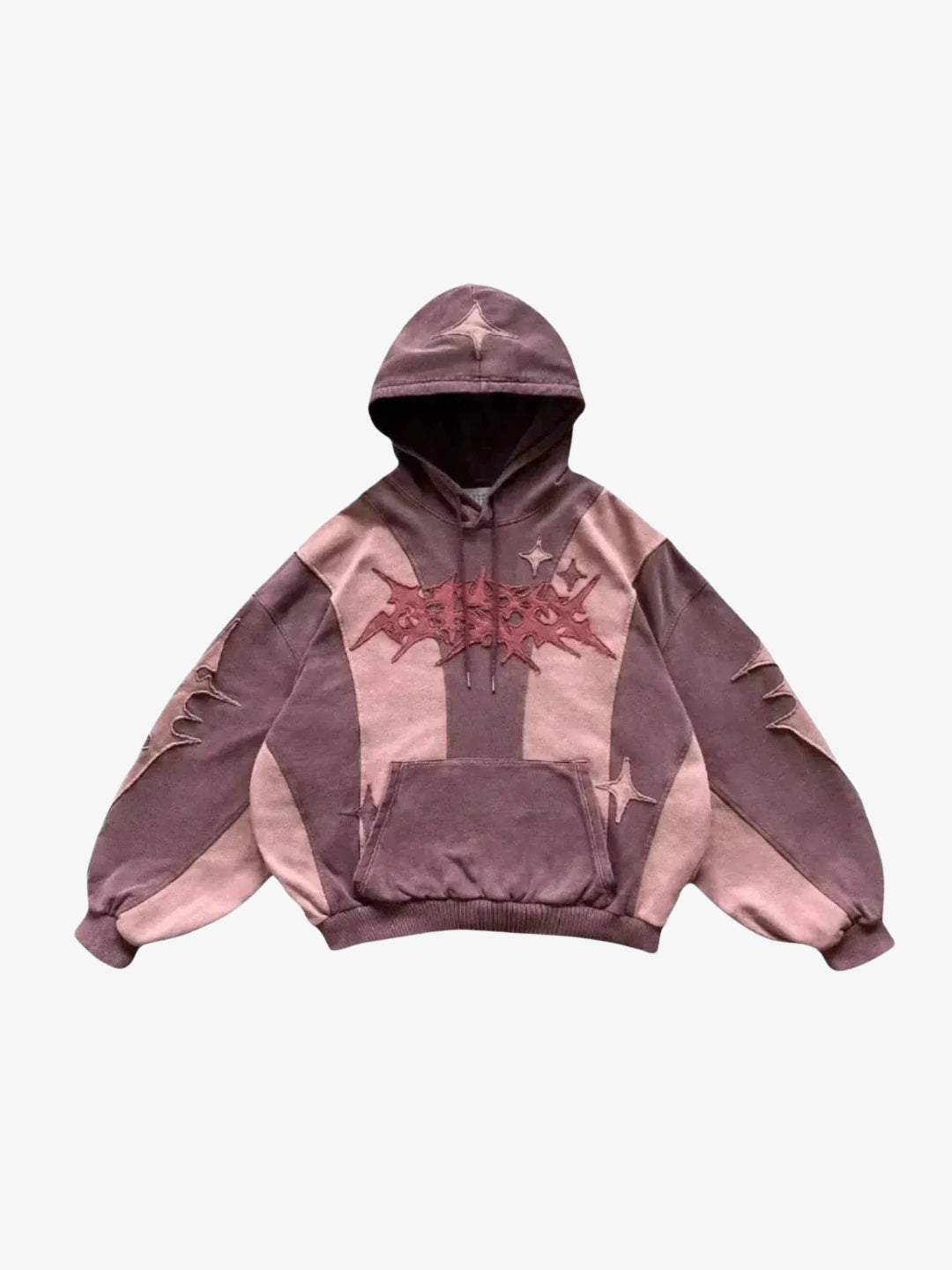 Mauve pink star hoodie Y2K front view