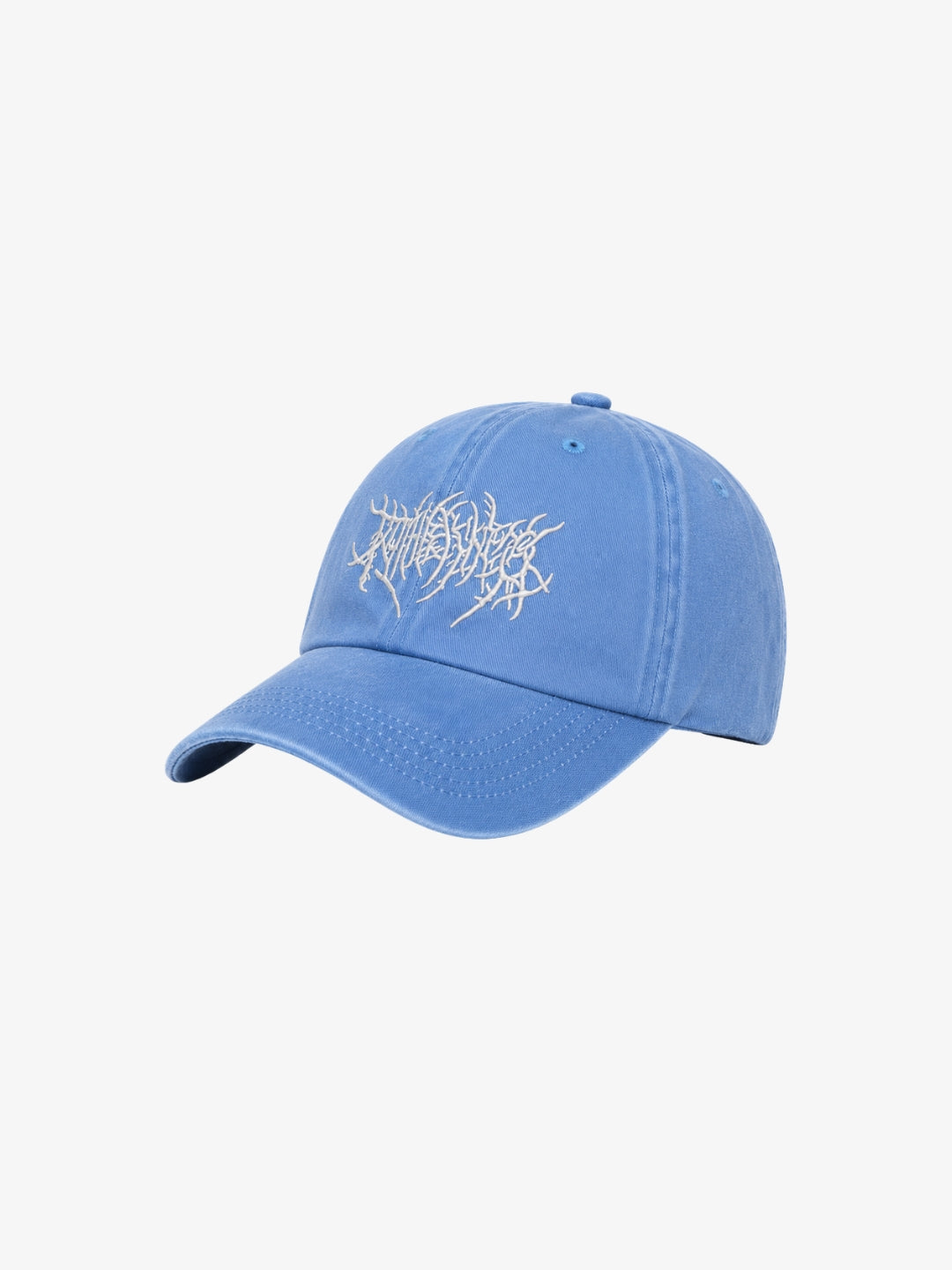 Casquette streetwear bleue broderie graffiti vue avant