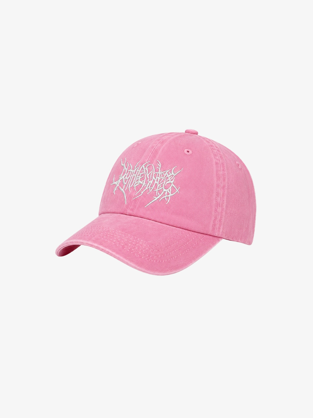 Casquette streetwear rose broderie graffiti vue avant