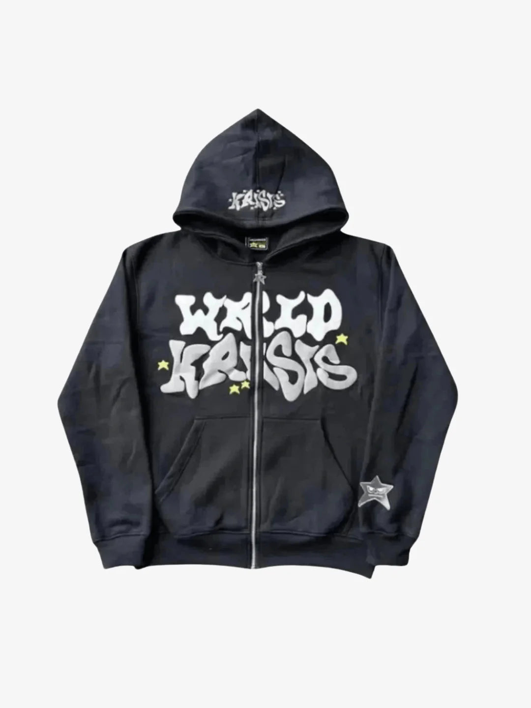 Zip-up hoodie Y2K blue Aesthetic shown in a streetwear product view