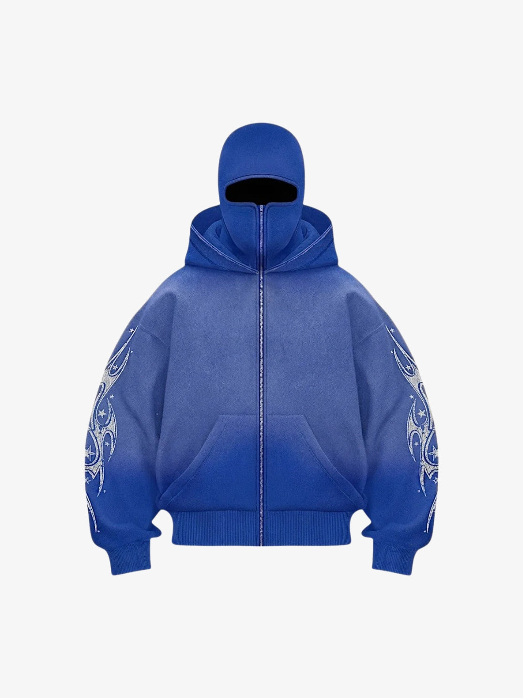 Sweat Zippé Y2K Cagoule Tribal Vrax - coloris Bleu flat face