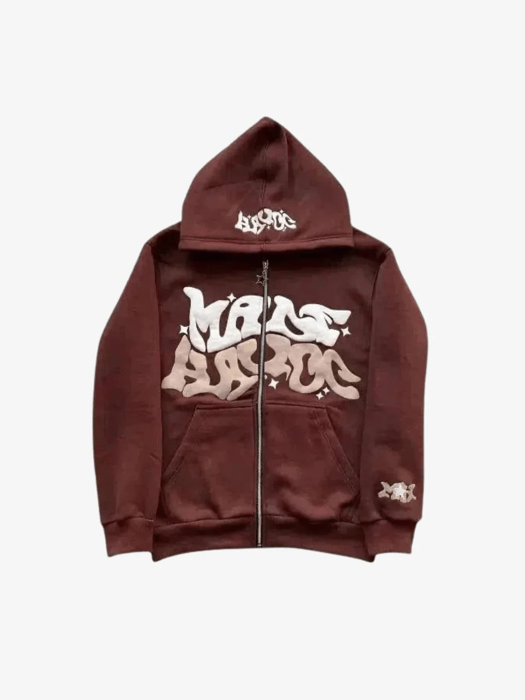 Zip-up hoodie Y2K purple Aesthetic shown in an oversizedd product view