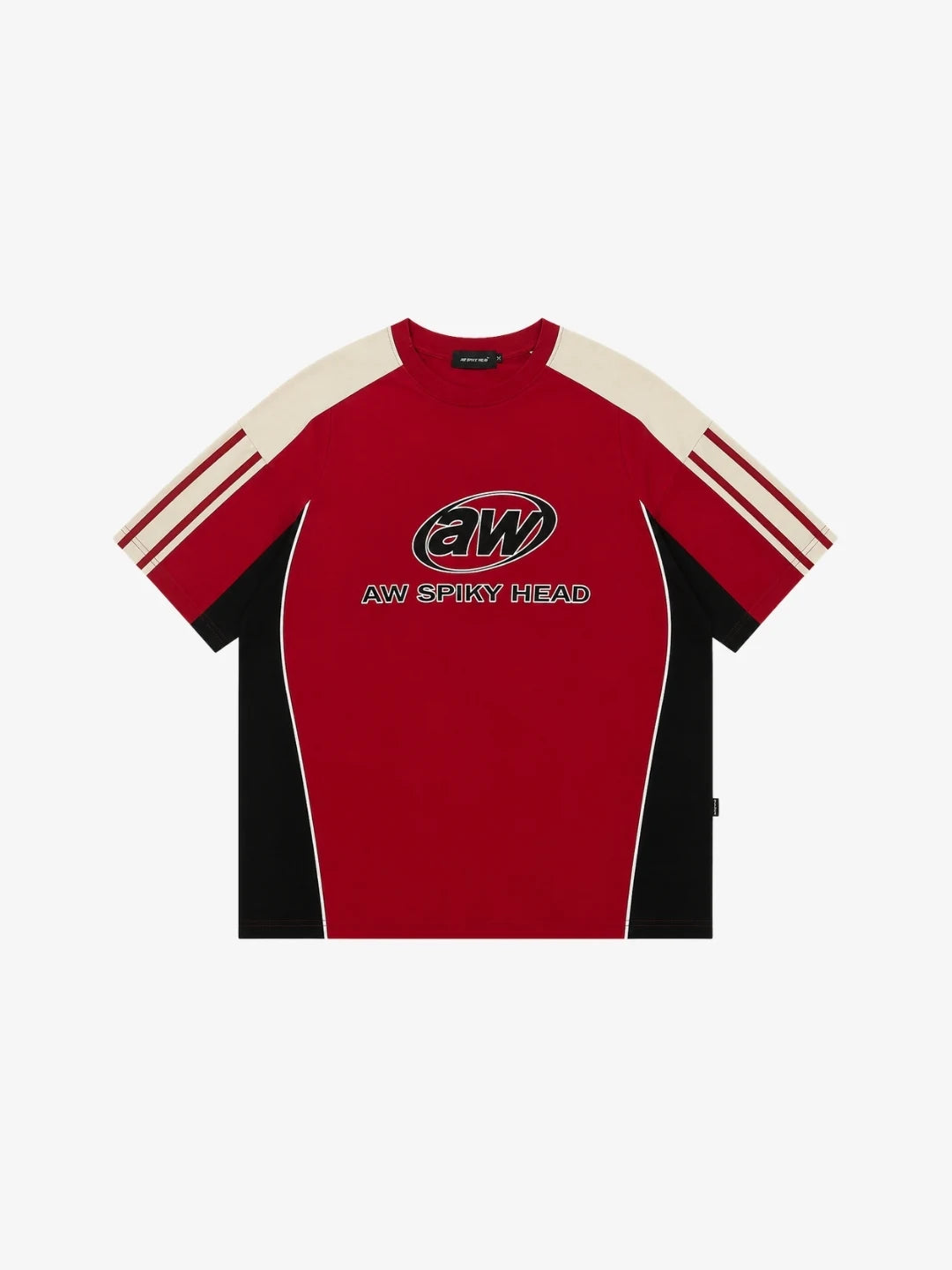 Camiseta AW roja Y2K a rayas vista frontal