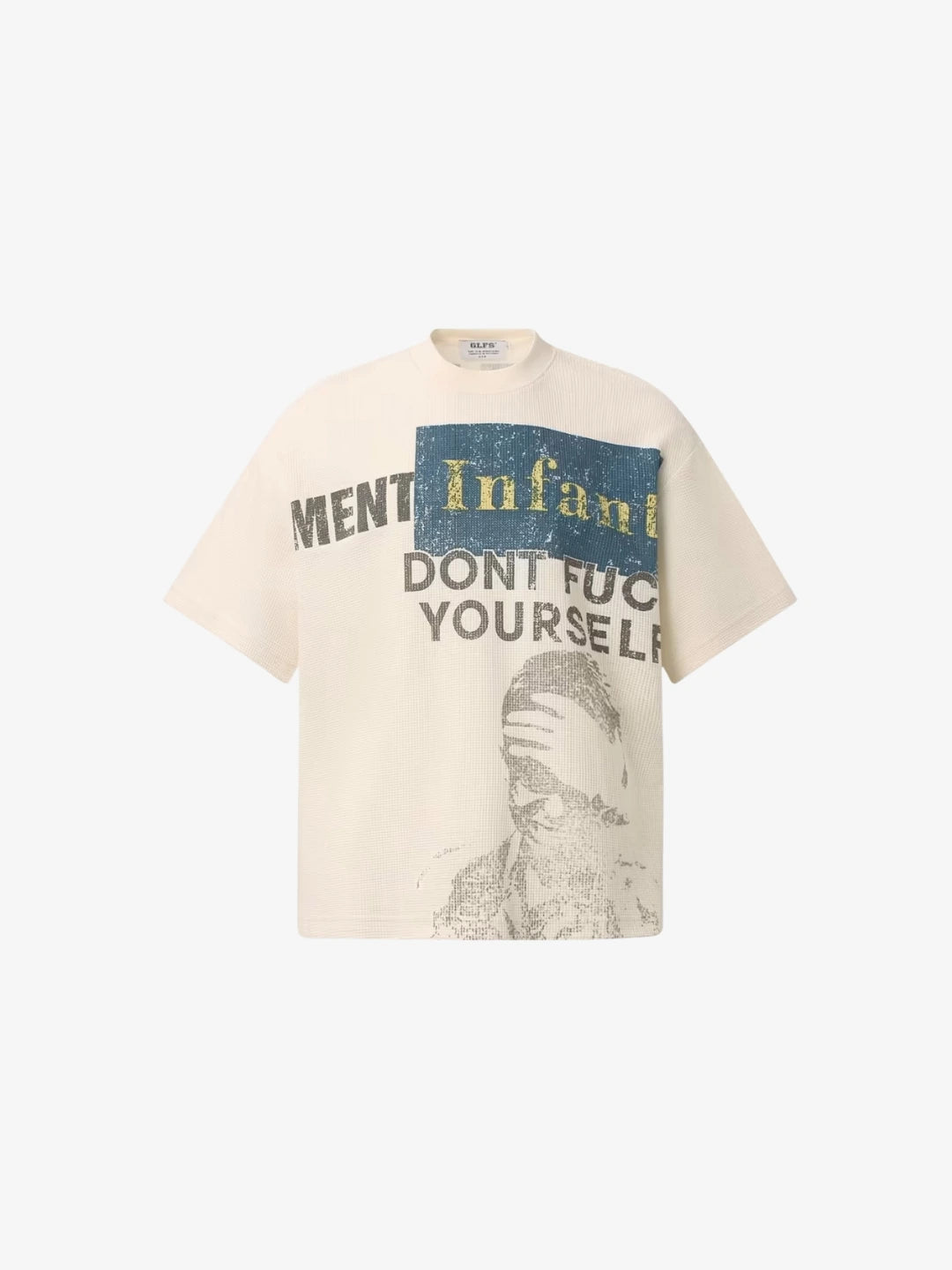 Cremefarvet DFYS Y2K grafisk T-shirt forfra