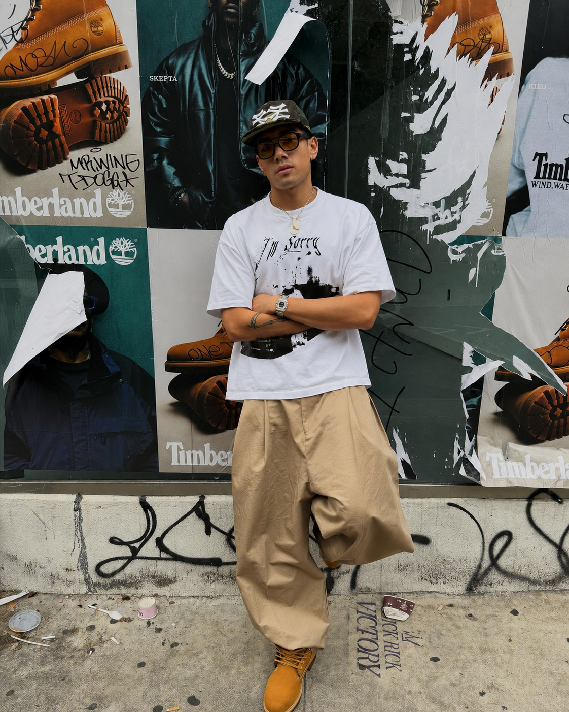 T-shirt Im Sorry Y2K blanc homme porté style streetwear