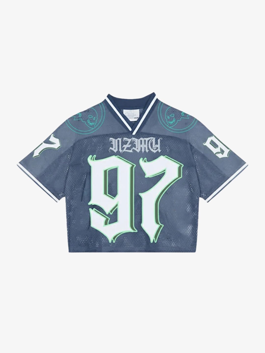 T-shirt Nzyme ALYXEN navy blue jersey style mesh sportcore streetwear Y2K