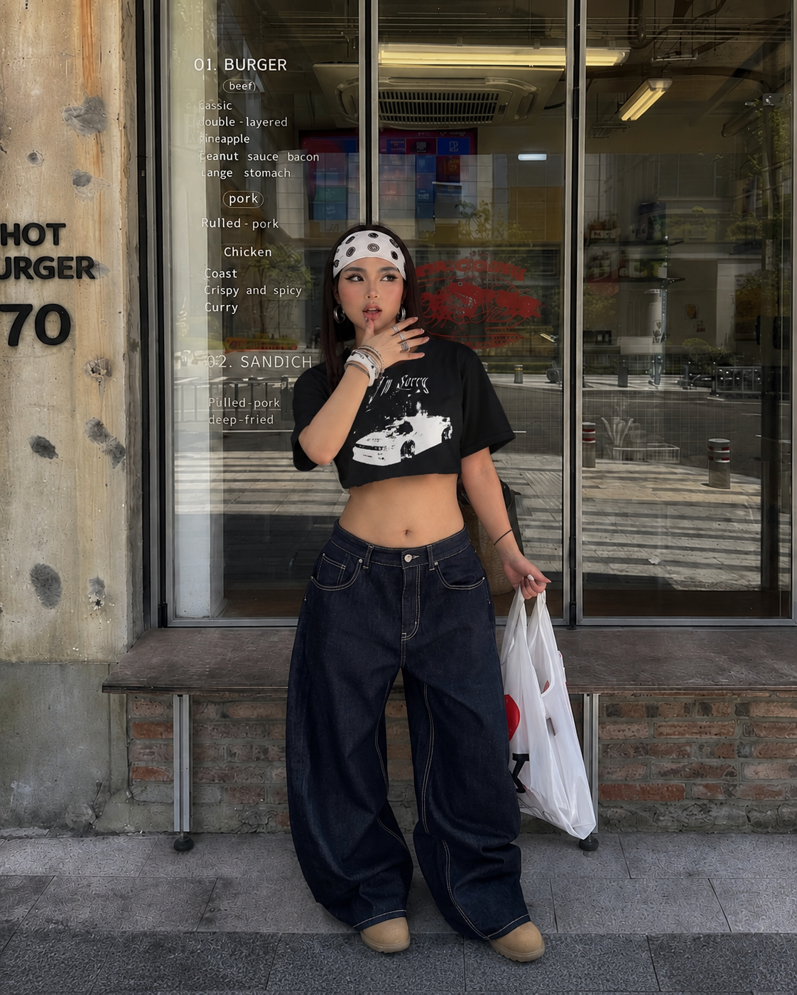 T-shirt Im Sorry Y2K noir femme portée style streetwear