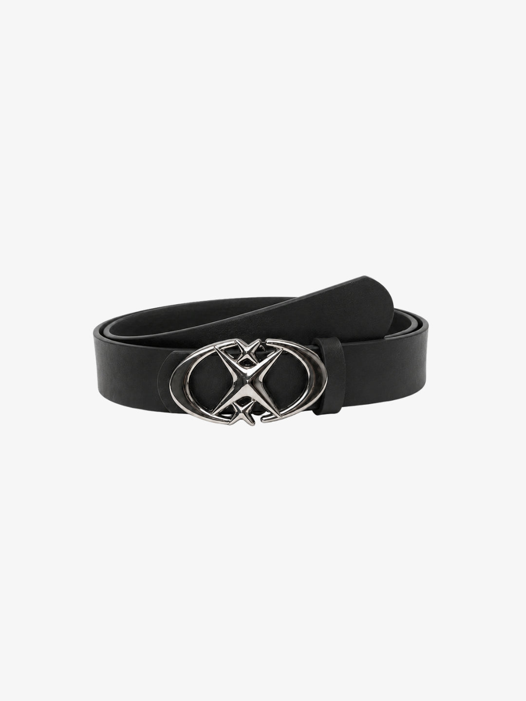 Black Y2K belt metal buckle front view