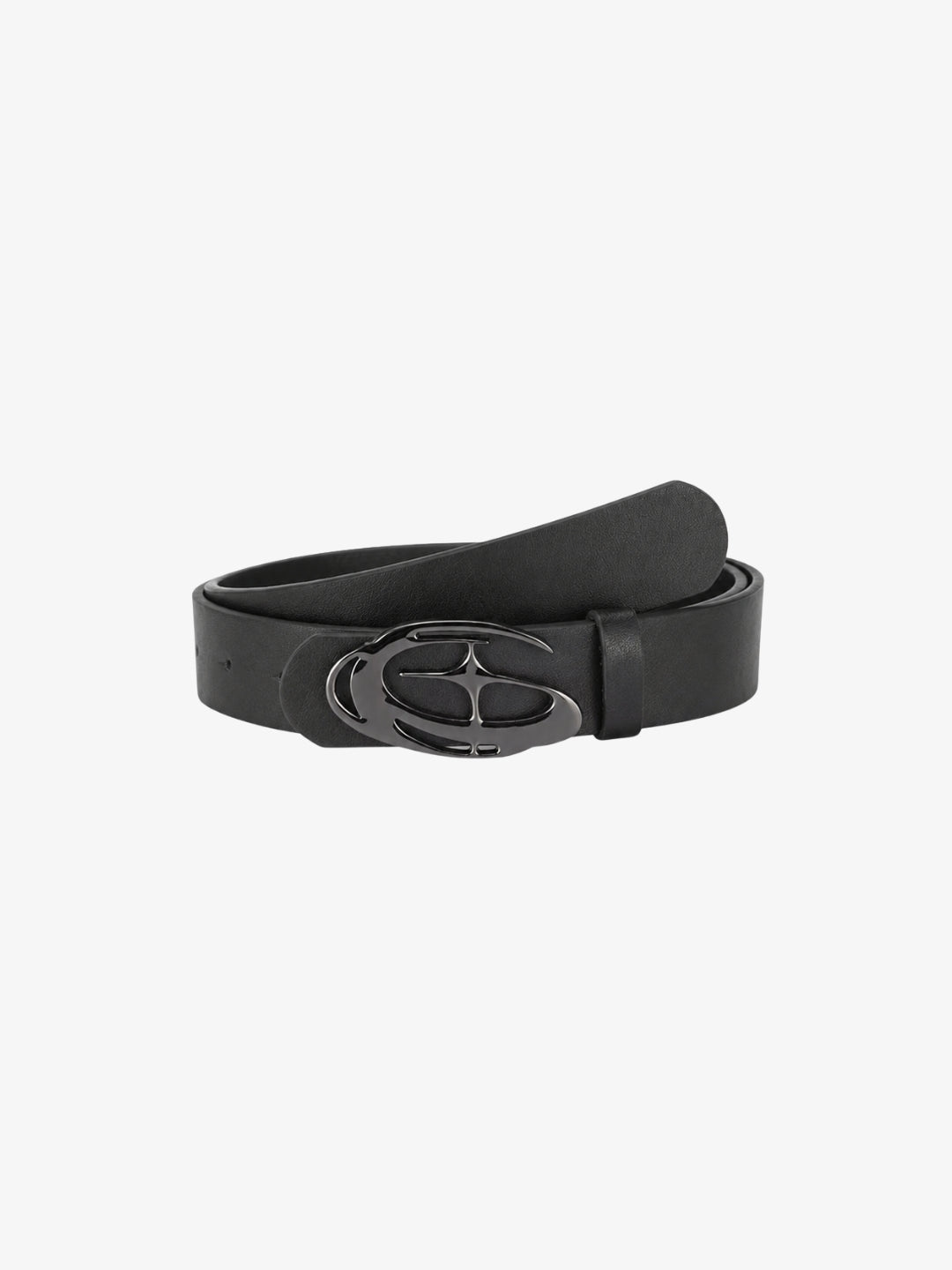 Black Y2K S belt buckle detail front