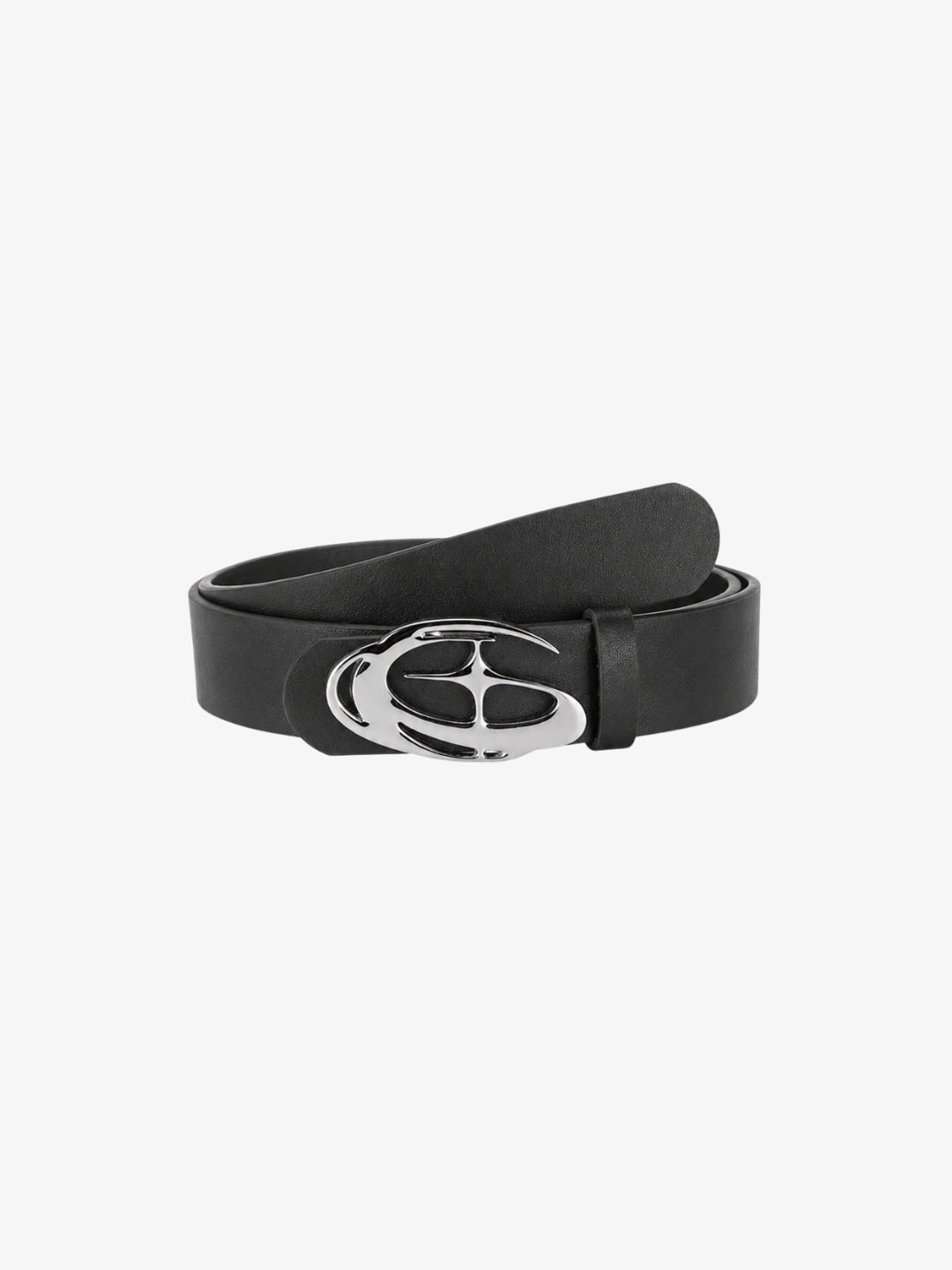 Black Y2K S belt metal buckle front view