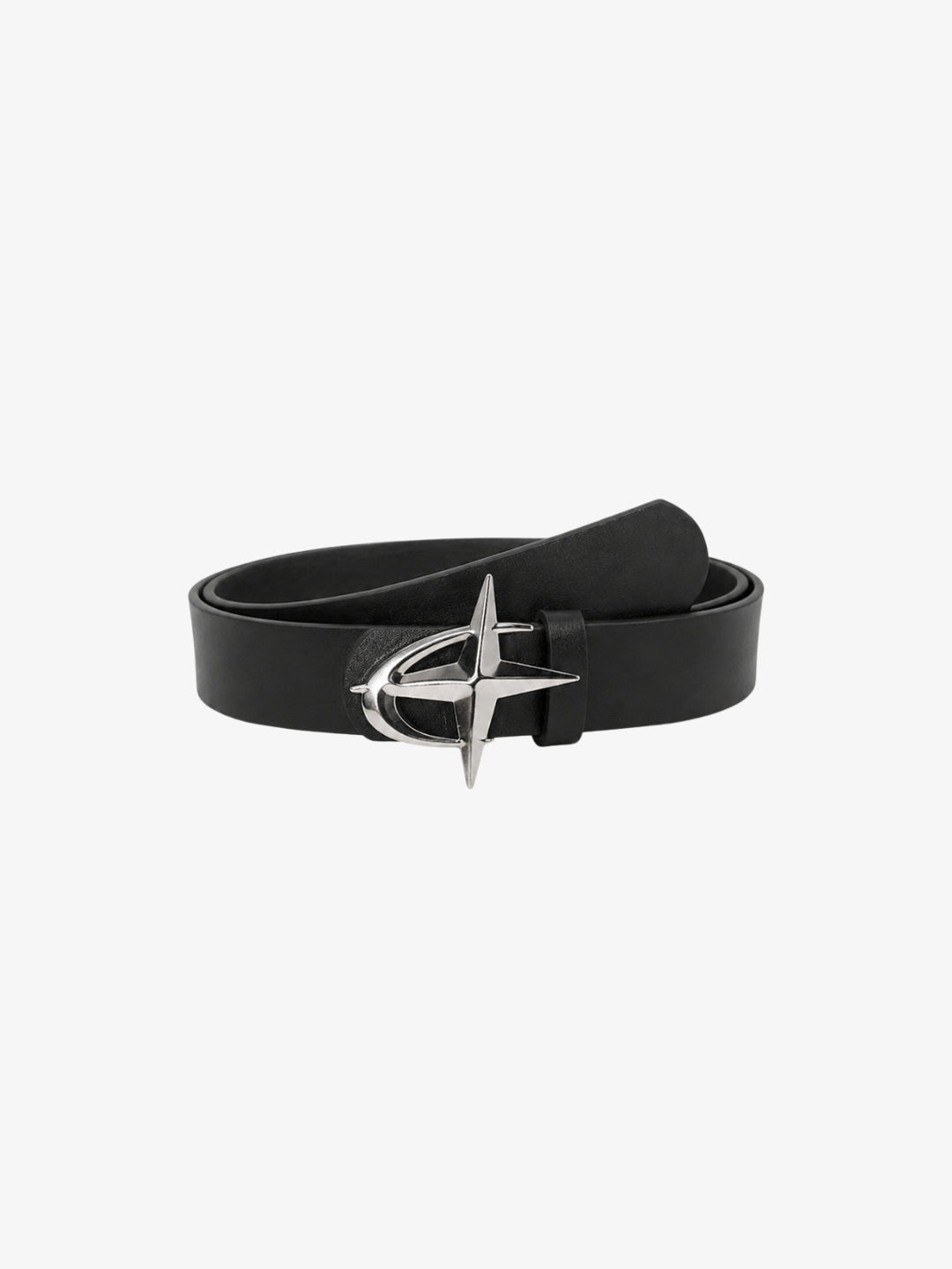 Black Y2K star belt metal buckle front view
