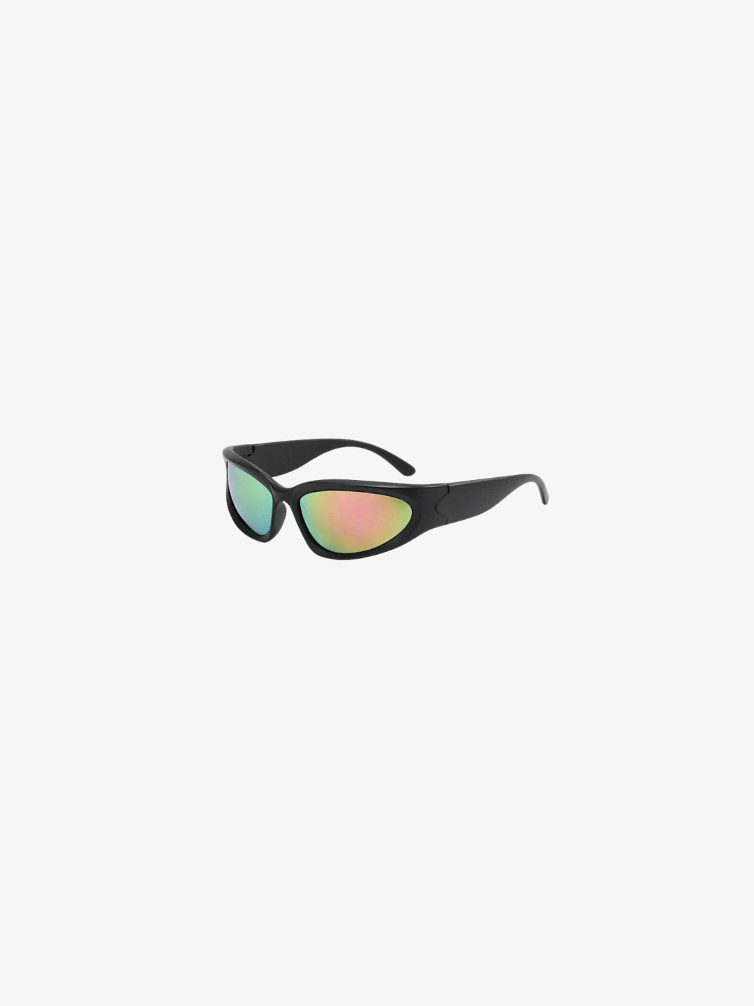 Lunettes Y2K noires verres miroir multicolores vue avant